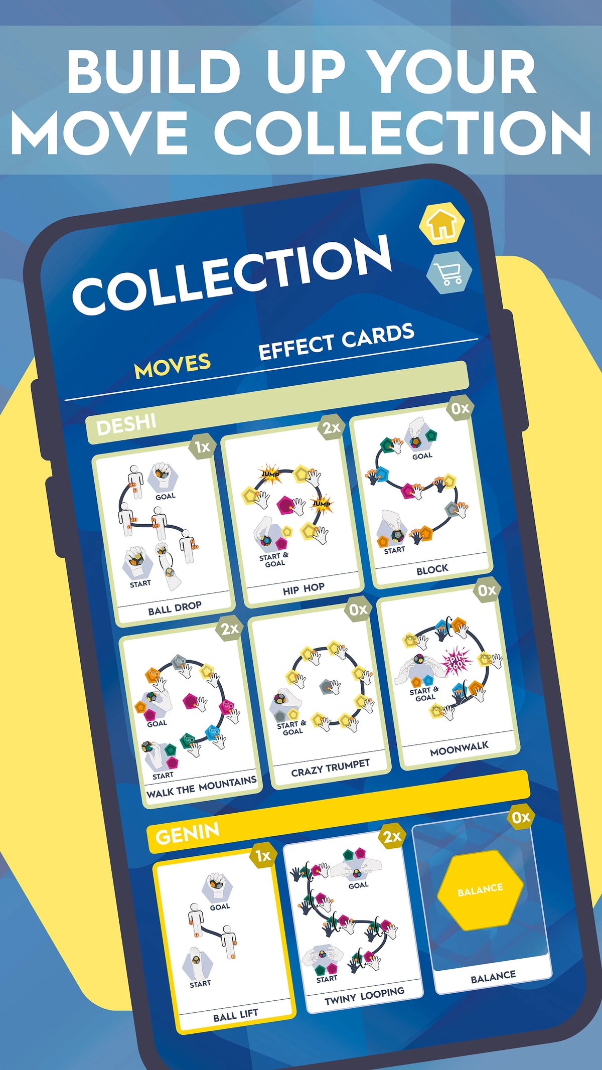 Pocket-Ninja-App: Sammlung der Move-Karten
